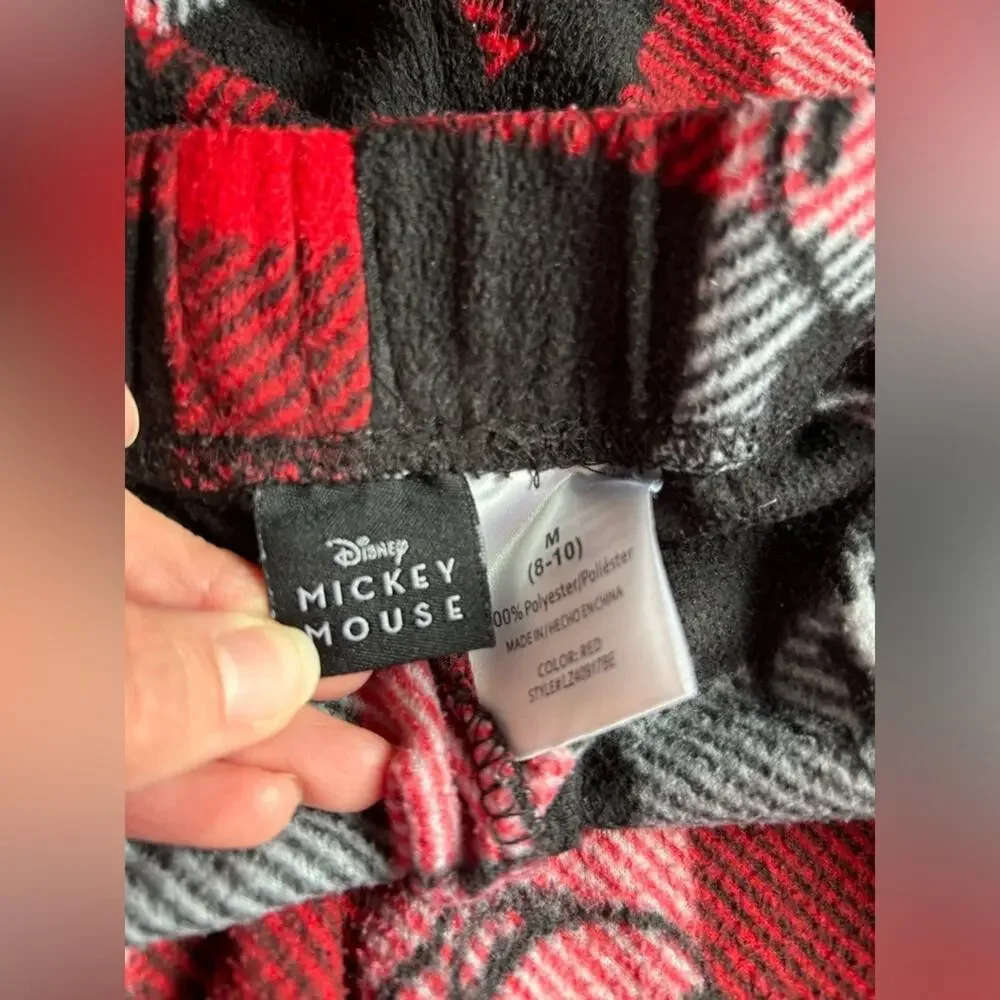 Disney Mickey Mouse Med Red Black Plaid Lounge Pajama Pants Travel Vacation‎ - Picture 7 of 7